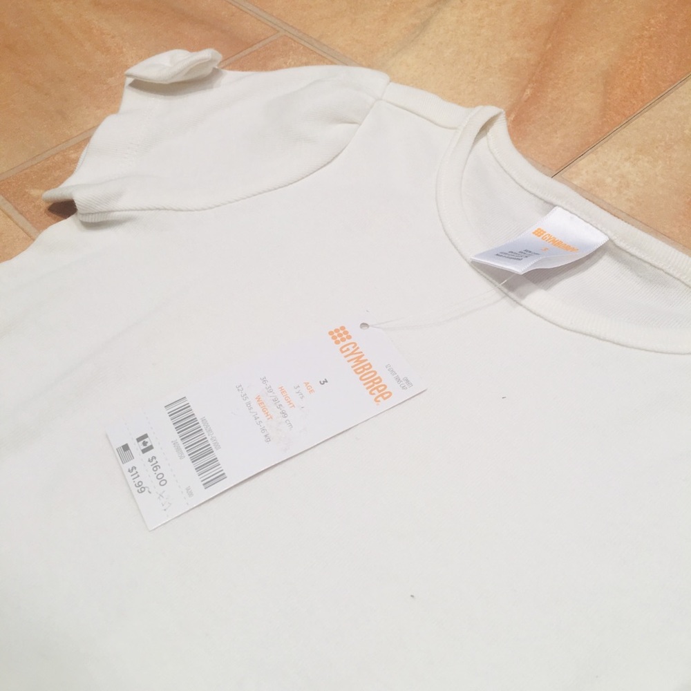 NWT Gymboree Toddler 3T Baby Girls Basic White Short Sleeve Bow Shirt - Picture 2 of 3